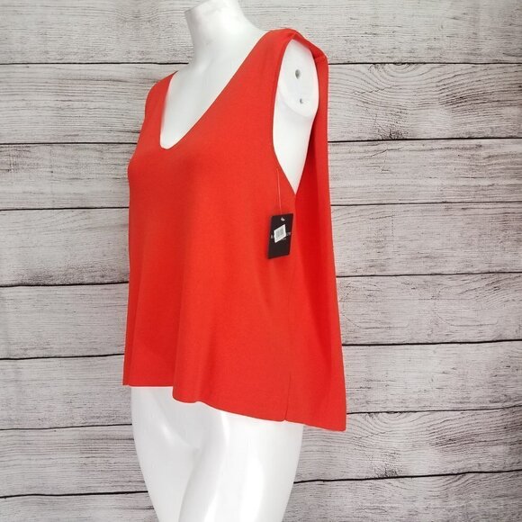 NEW Rachel Roy Collection Size S Knit Sleeveless V-neck Top Tee in Coral NWT - Picture 1 of 9